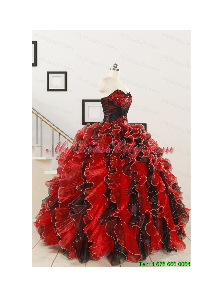 Unique Beading Sweetheart Organza Quinceanera Dress in Multi Color