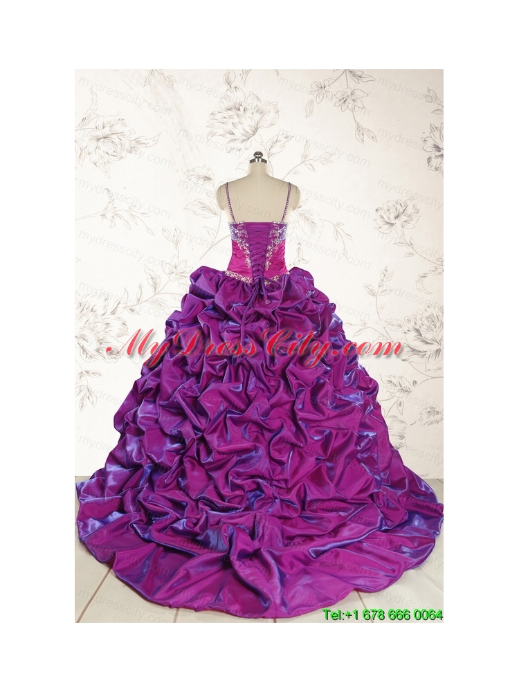 Classic Ball Gown Embroidery Court Train Quinceanera Dresses in Purple