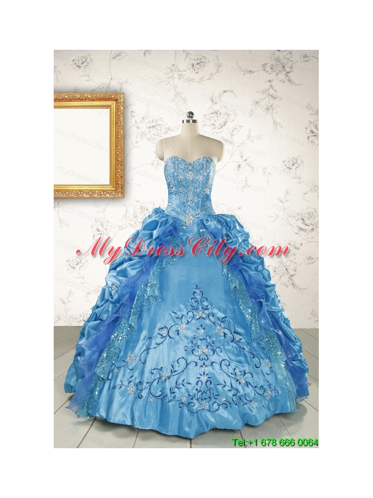 Elegant Sweetheart Embroidery Sweet 16 Dress in Teal