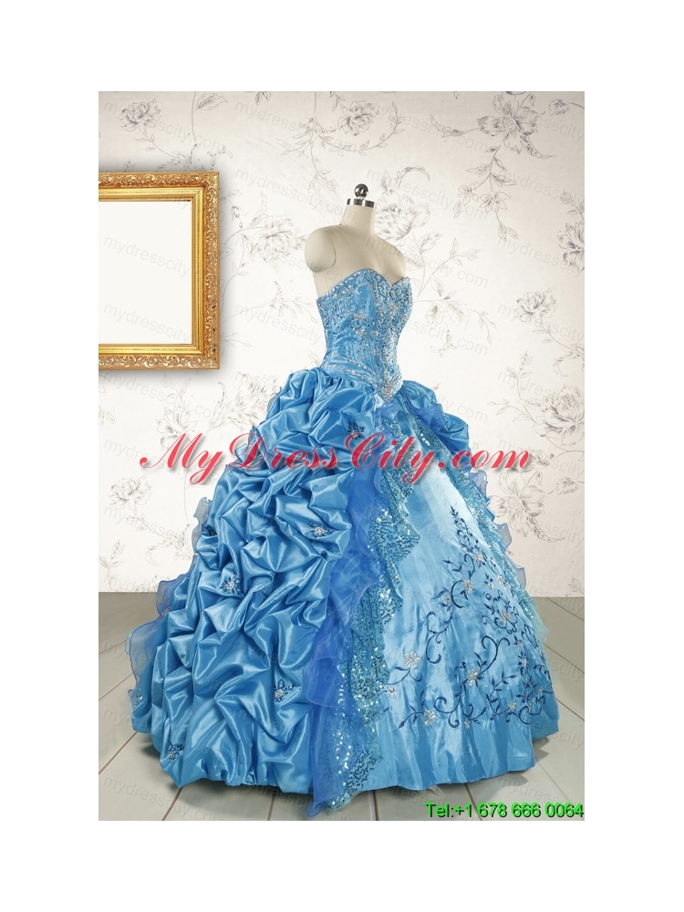 Elegant Sweetheart Embroidery Sweet 16 Dress in Teal