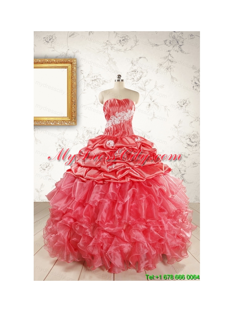 Luxurious Sweetheart Beading Quinceanera Dresses in Watermelon