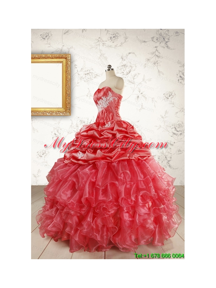 Luxurious Sweetheart Beading Quinceanera Dresses in Watermelon