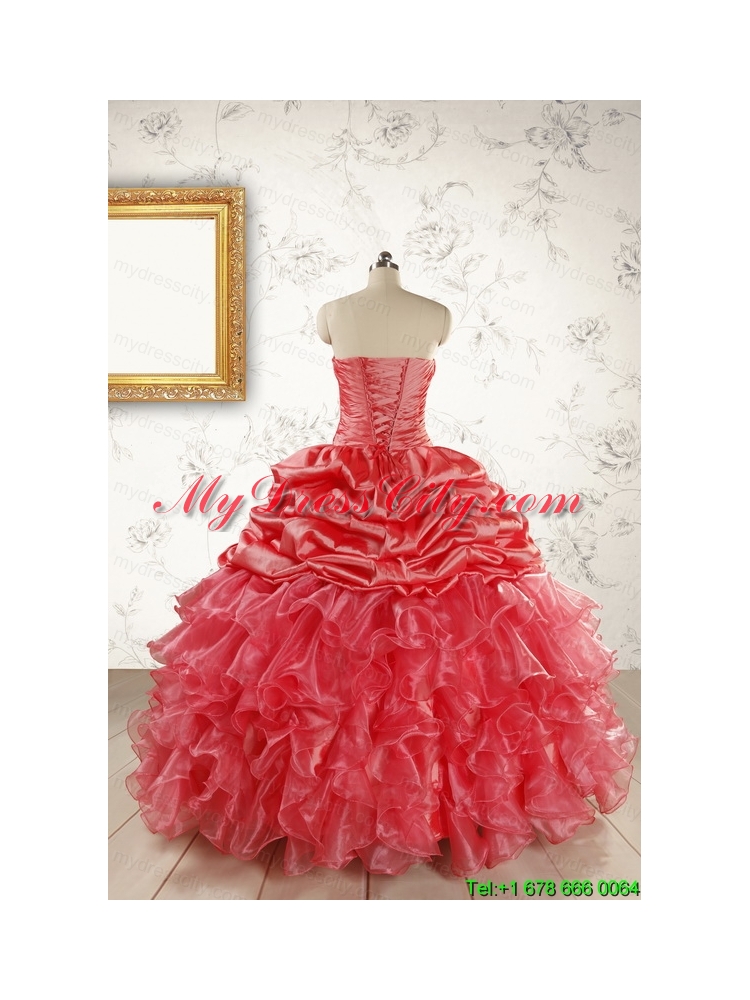 Luxurious Sweetheart Beading Quinceanera Dresses in Watermelon