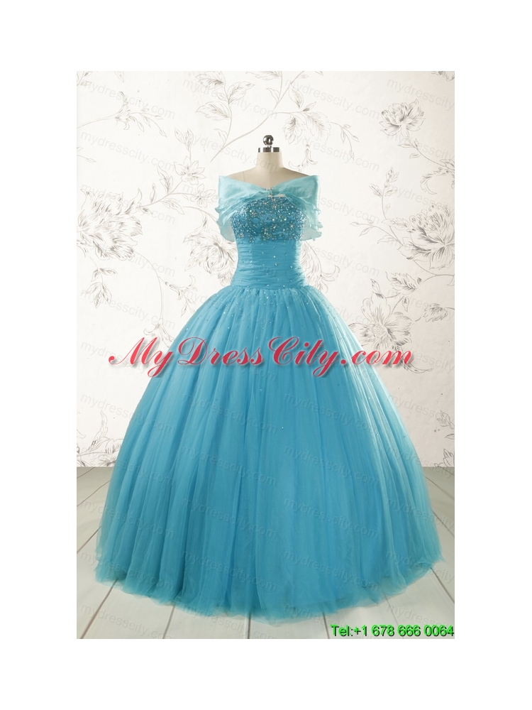 2015 Pretty Strapless Quinceanera Dresses with Beading