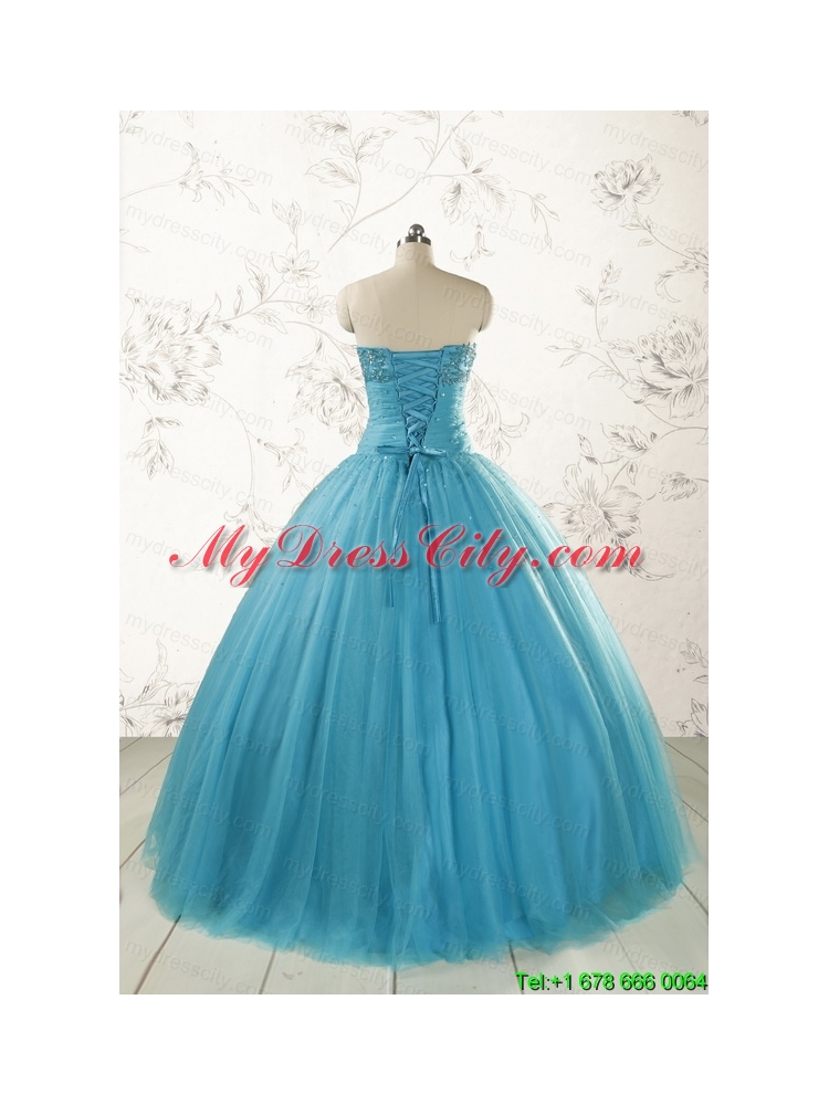 2015 Pretty Strapless Quinceanera Dresses with Beading