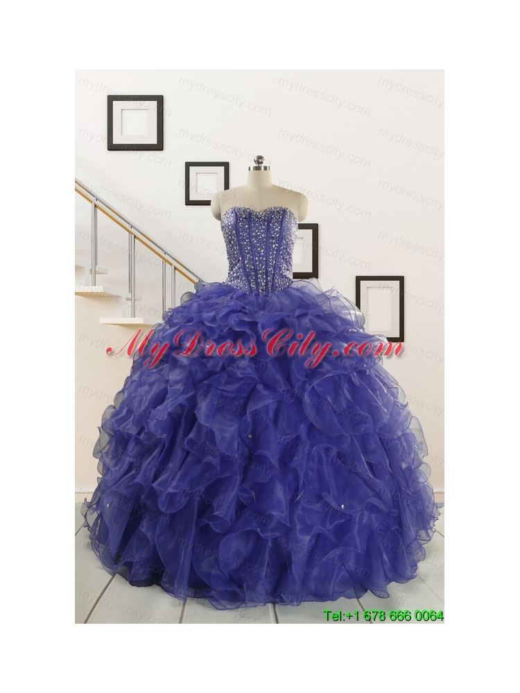 2015 Sweetheart Ruffles Purple Quinceanera Dresses with Wraps