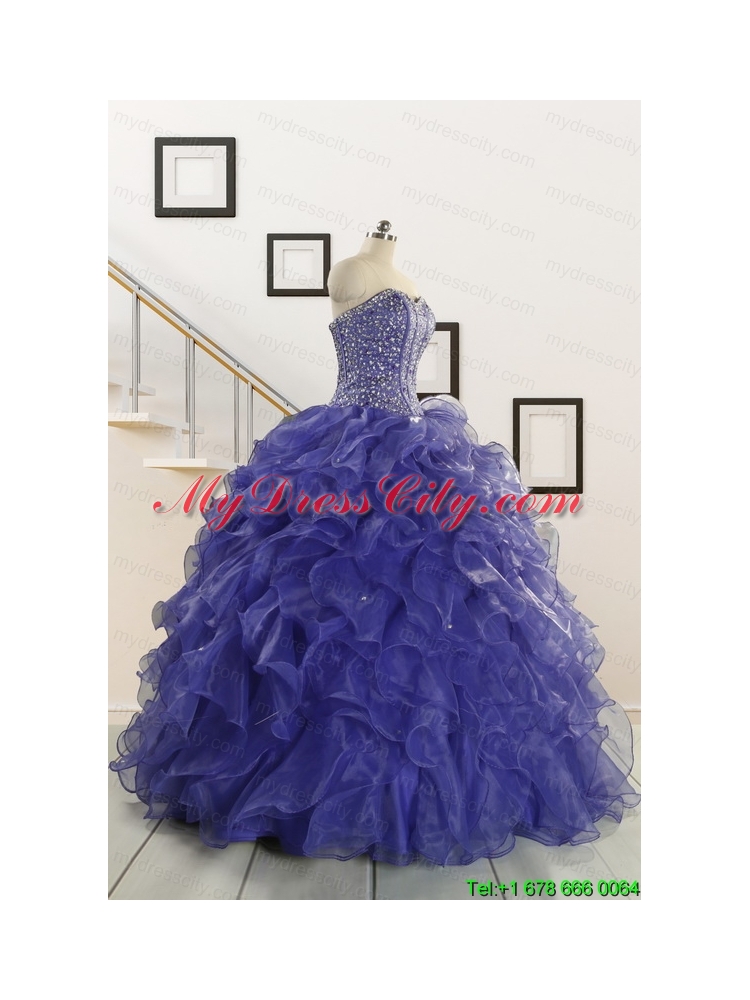 2015 Sweetheart Ruffles Purple Quinceanera Dresses with Wraps