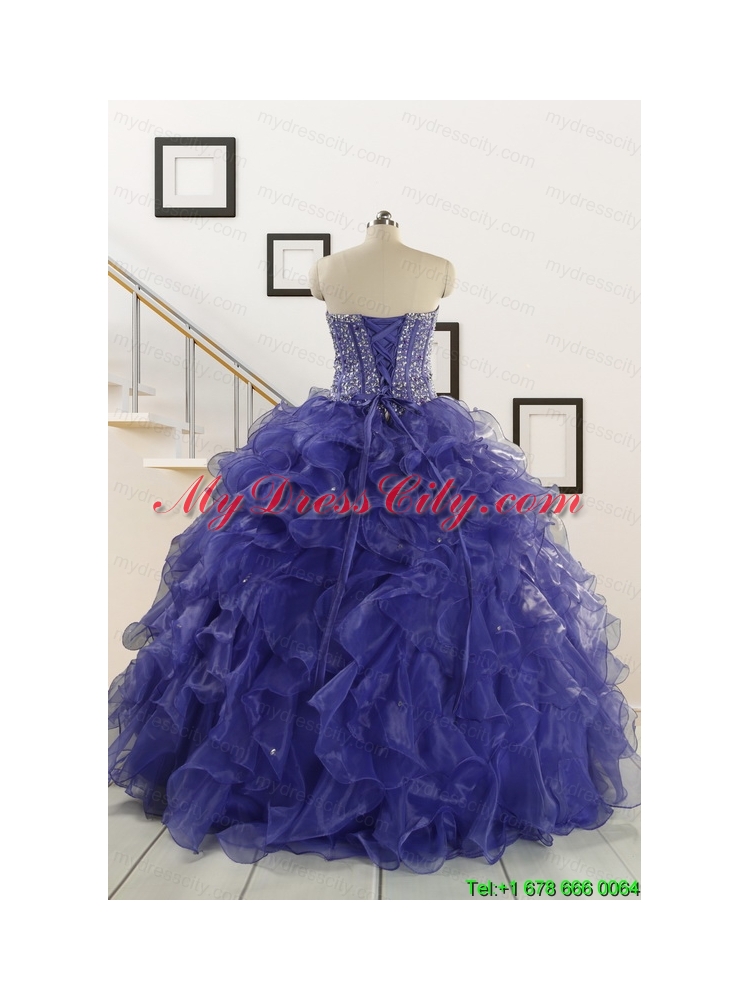 2015 Sweetheart Ruffles Purple Quinceanera Dresses with Wraps