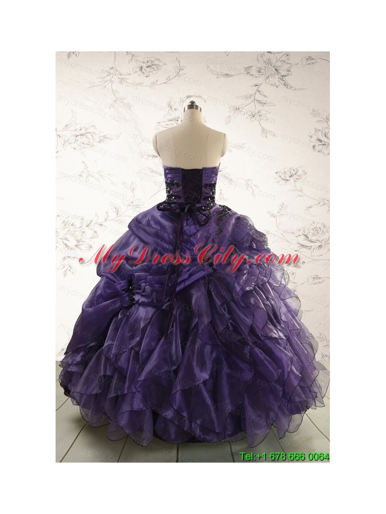 Elegant Sweetheart Appliques Purple Quinceanera Dress for 2015