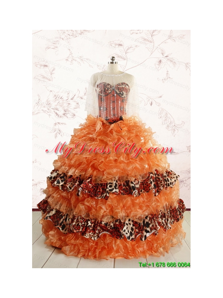 Beautiful Orange Quinceanera Dresses with Ruffles