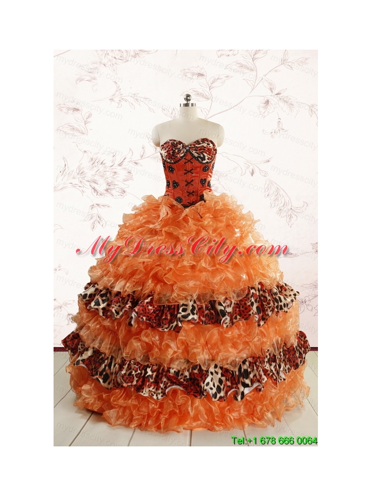 Beautiful Orange Quinceanera Dresses with Ruffles