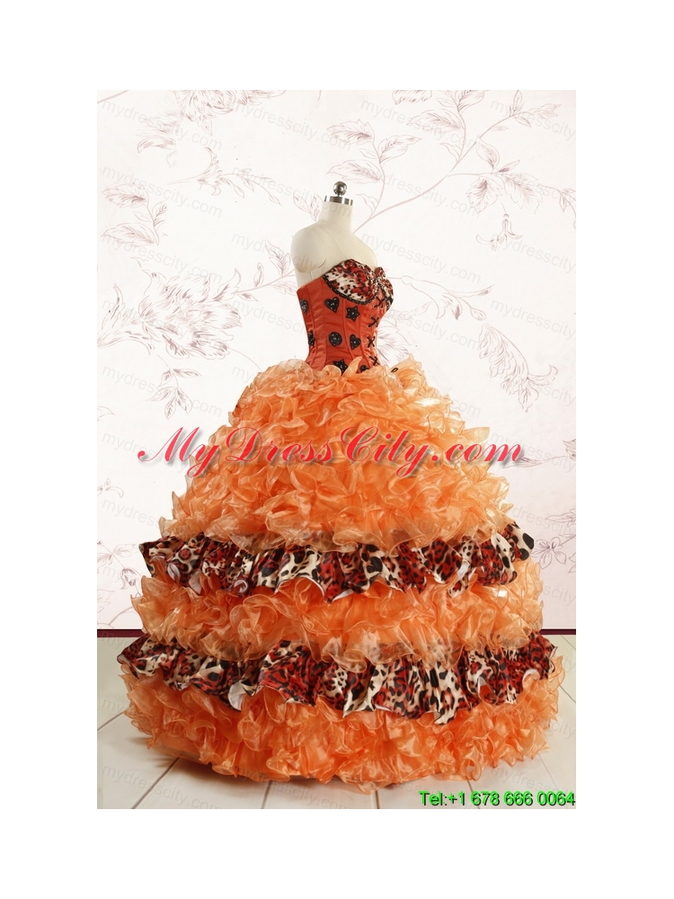 Beautiful Orange Quinceanera Dresses with Ruffles