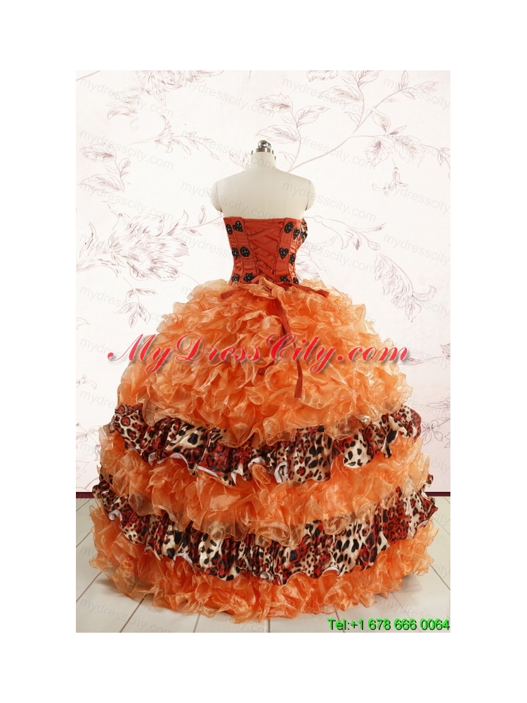 Beautiful Orange Quinceanera Dresses with Ruffles