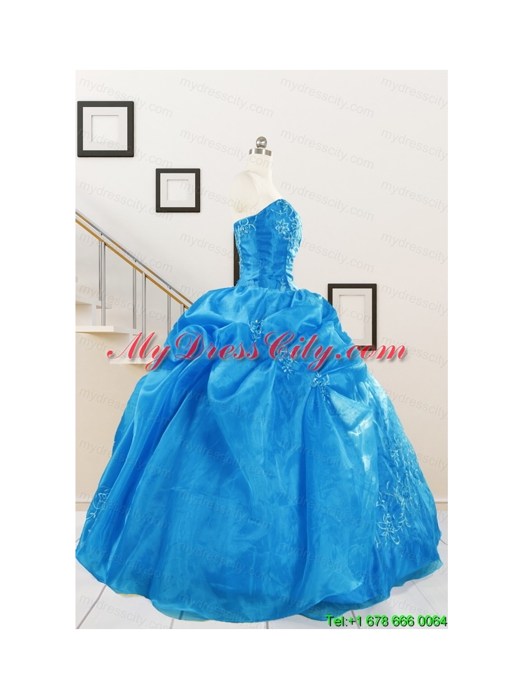 Classical Baby Blue Quinceanera Dresses with Embroidery for 2015