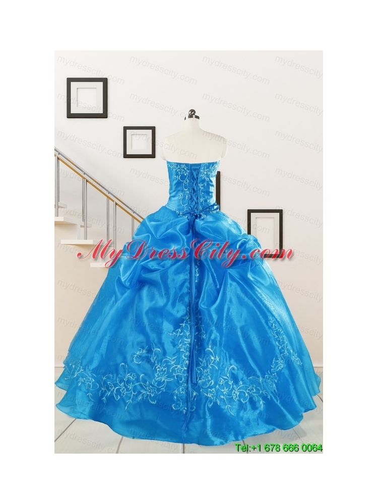 Classical Baby Blue Quinceanera Dresses with Embroidery for 2015