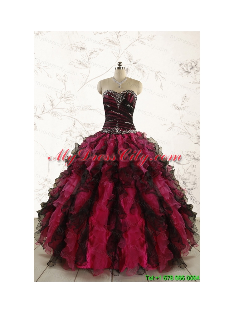 Perfect Beading Multi Color 2015 Quinceanera Dresses with Sweetheart