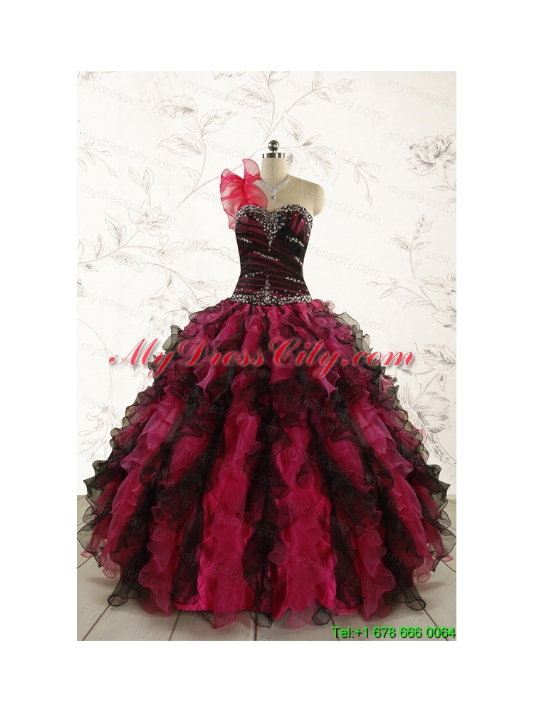 Perfect Beading Multi Color 2015 Quinceanera Dresses with Sweetheart