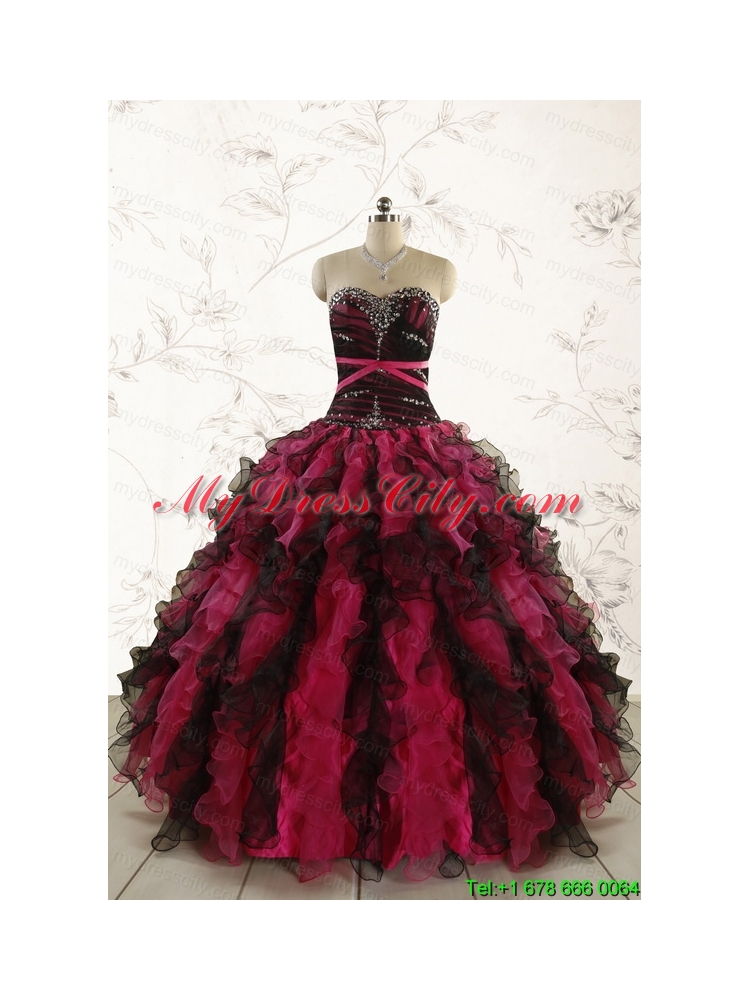 Perfect Beading Multi Color 2015 Quinceanera Dresses with Sweetheart