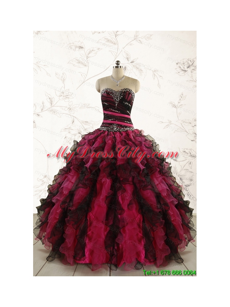 Perfect Beading Multi Color 2015 Quinceanera Dresses with Sweetheart