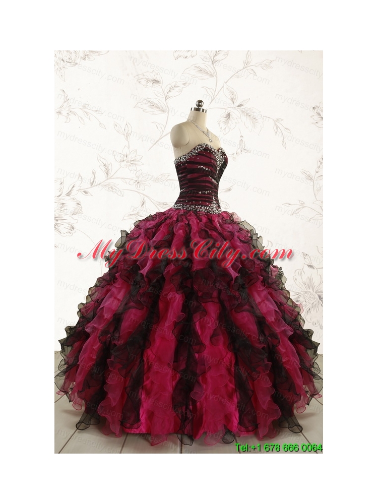 Perfect Beading Multi Color 2015 Quinceanera Dresses with Sweetheart