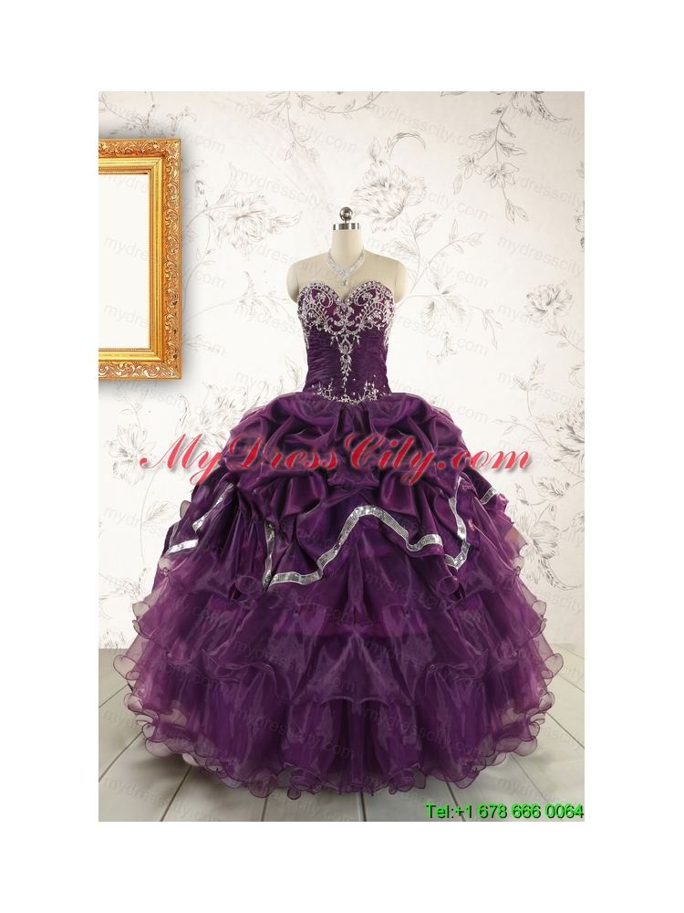 Pretty Purple Quinceanera Dresses with Appliques For 2015