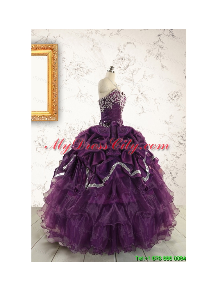 Pretty Purple Quinceanera Dresses with Appliques For 2015