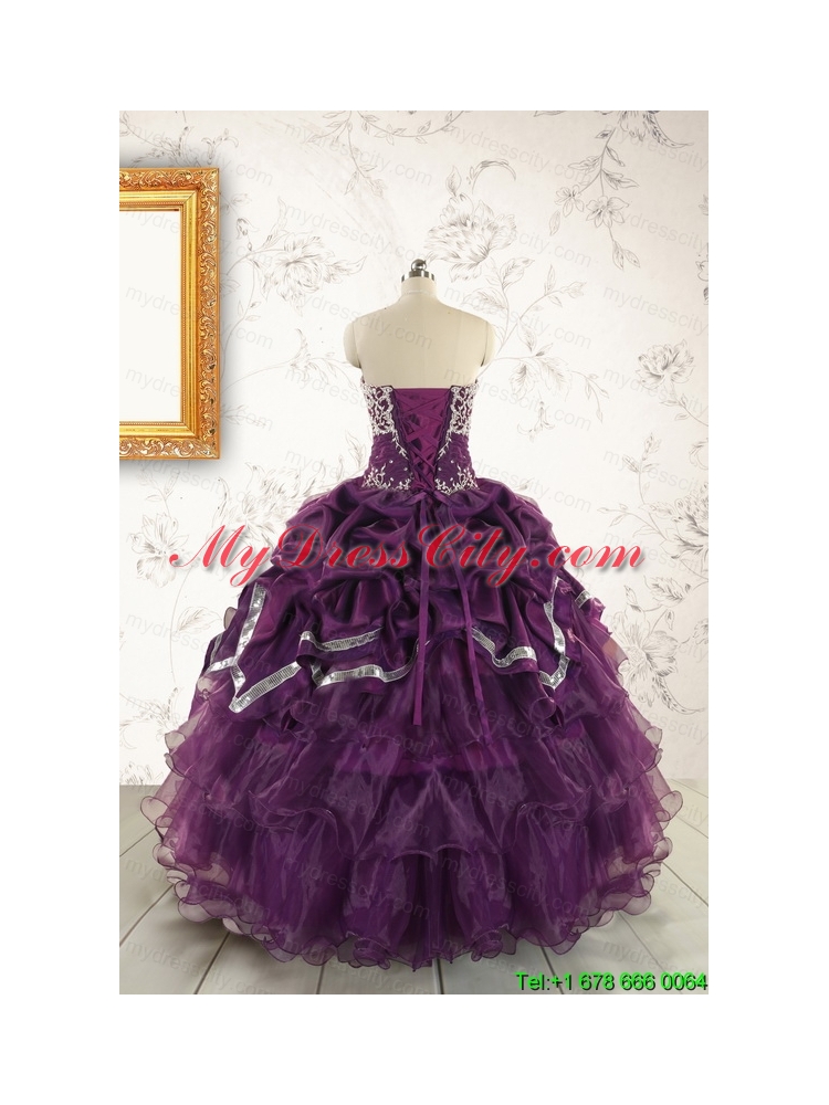 Pretty Purple Quinceanera Dresses with Appliques For 2015