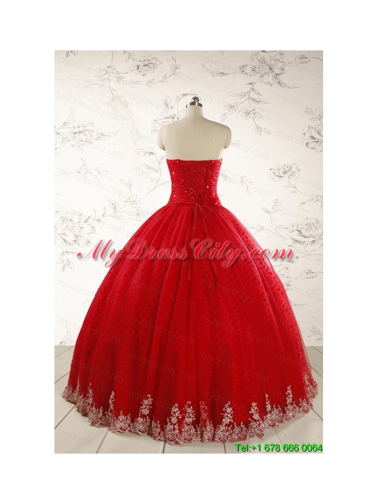 Elegant Red Strapless Quinceanera Dresses for 2015