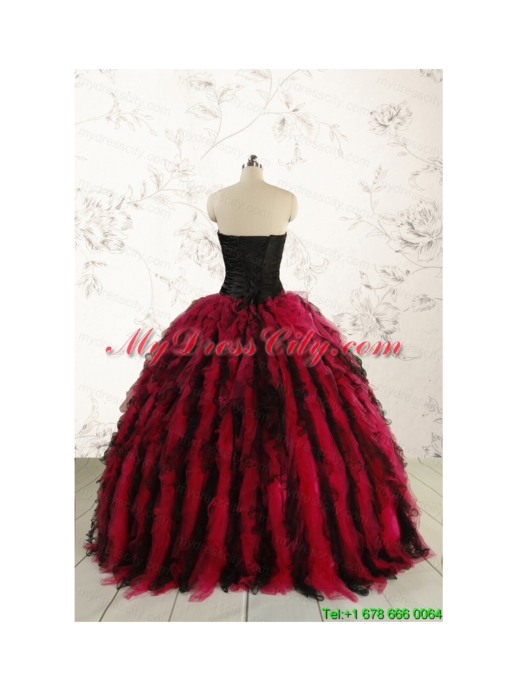 Luxurious Sweetheart Beading Quinceanera Dresses in Red and Black