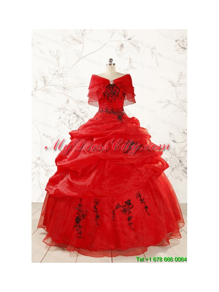 Top Seller Sweetheart Appliques Quinceanera Dress in Red