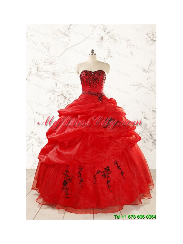 Top Seller Sweetheart Appliques Quinceanera Dress in Red