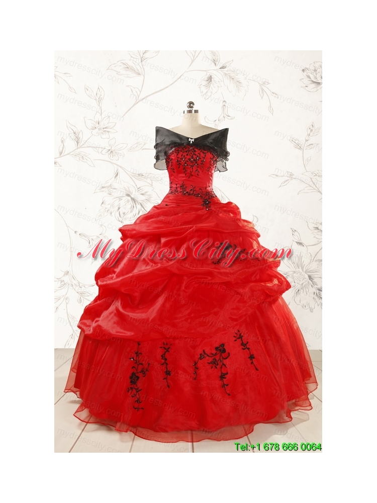 Top Seller Sweetheart Appliques Quinceanera Dress in Red