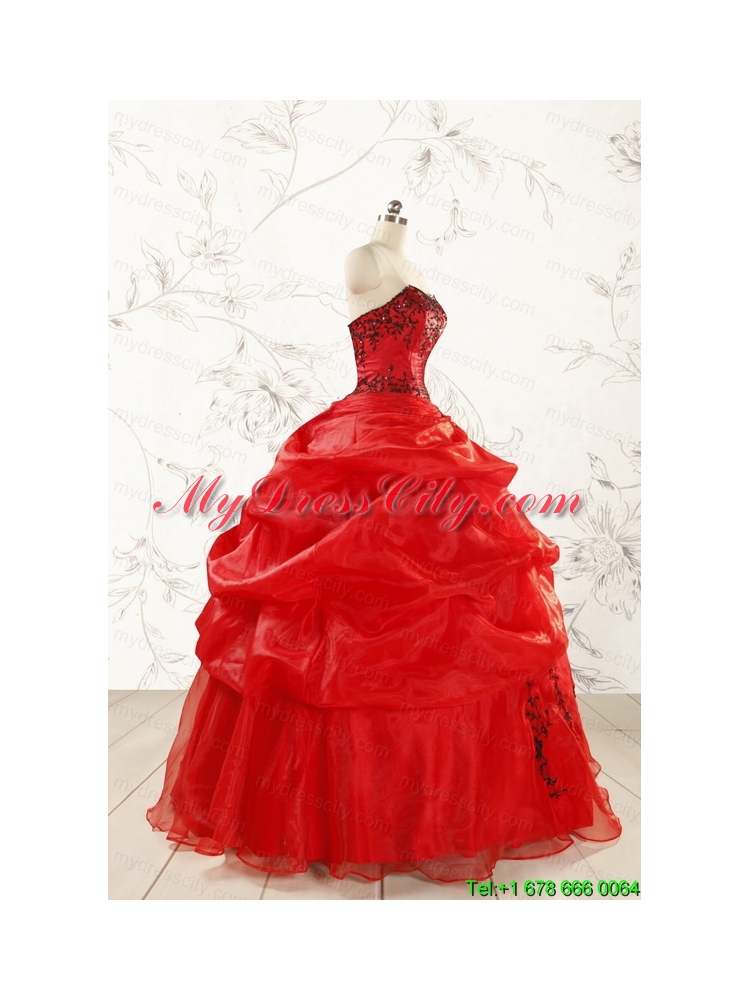 Top Seller Sweetheart Appliques Quinceanera Dress in Red