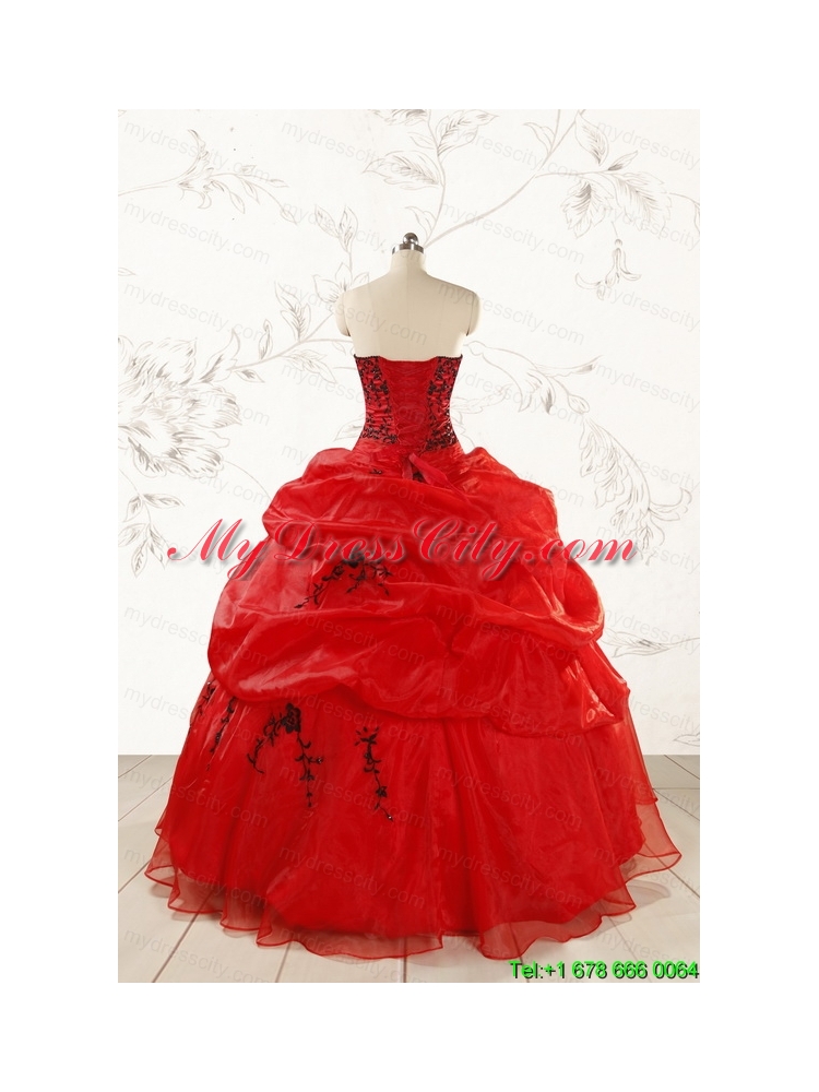 Top Seller Sweetheart Appliques Quinceanera Dress in Red