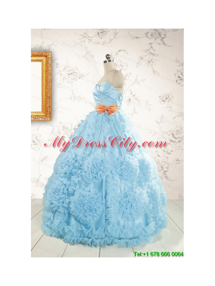 Unique Beading Aqua Blue Quinceanera Dresses for 2015