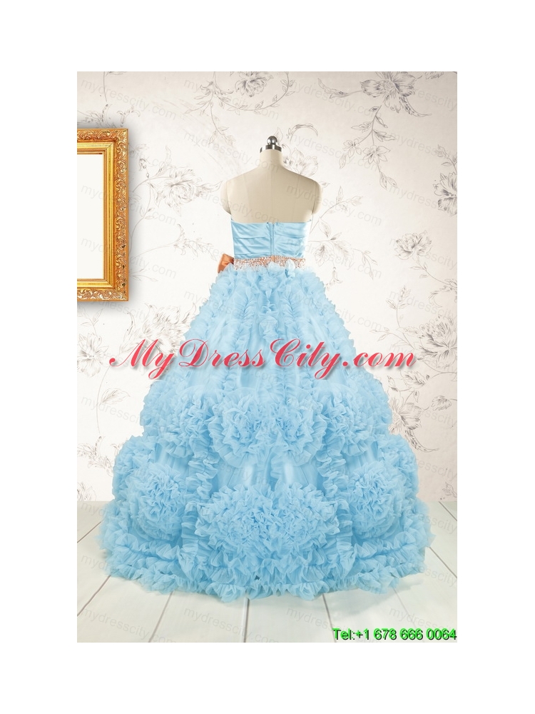 Unique Beading Aqua Blue Quinceanera Dresses for 2015