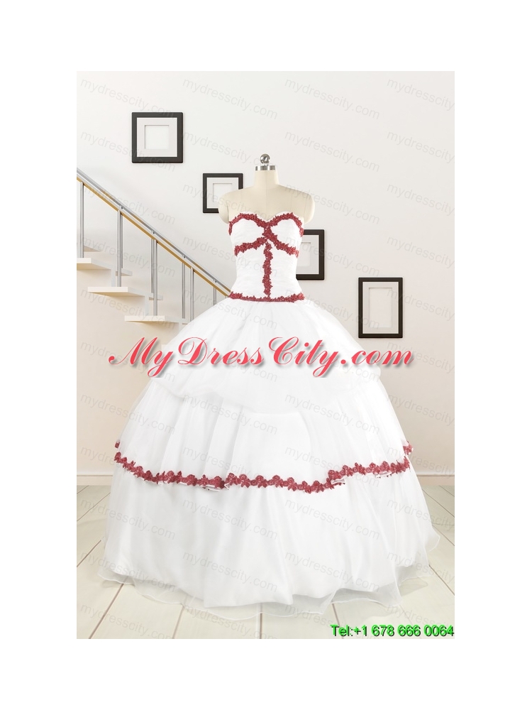 2015  Sweetheart Ball Gown Quinceanera Dresses with Appliques