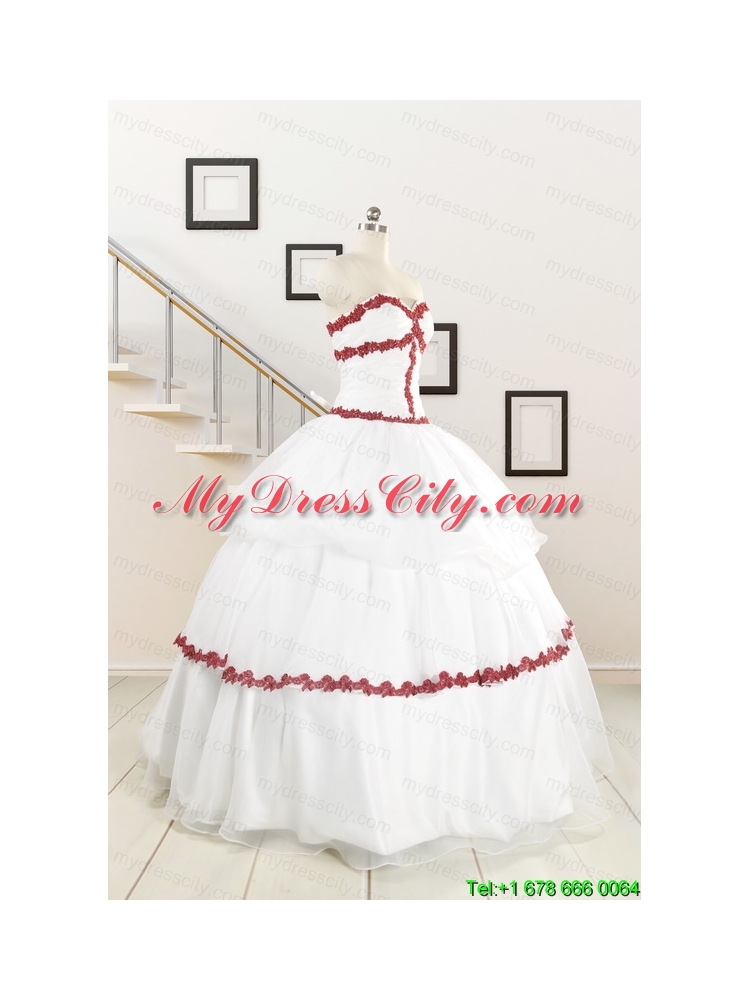 2015  Sweetheart Ball Gown Quinceanera Dresses with Appliques