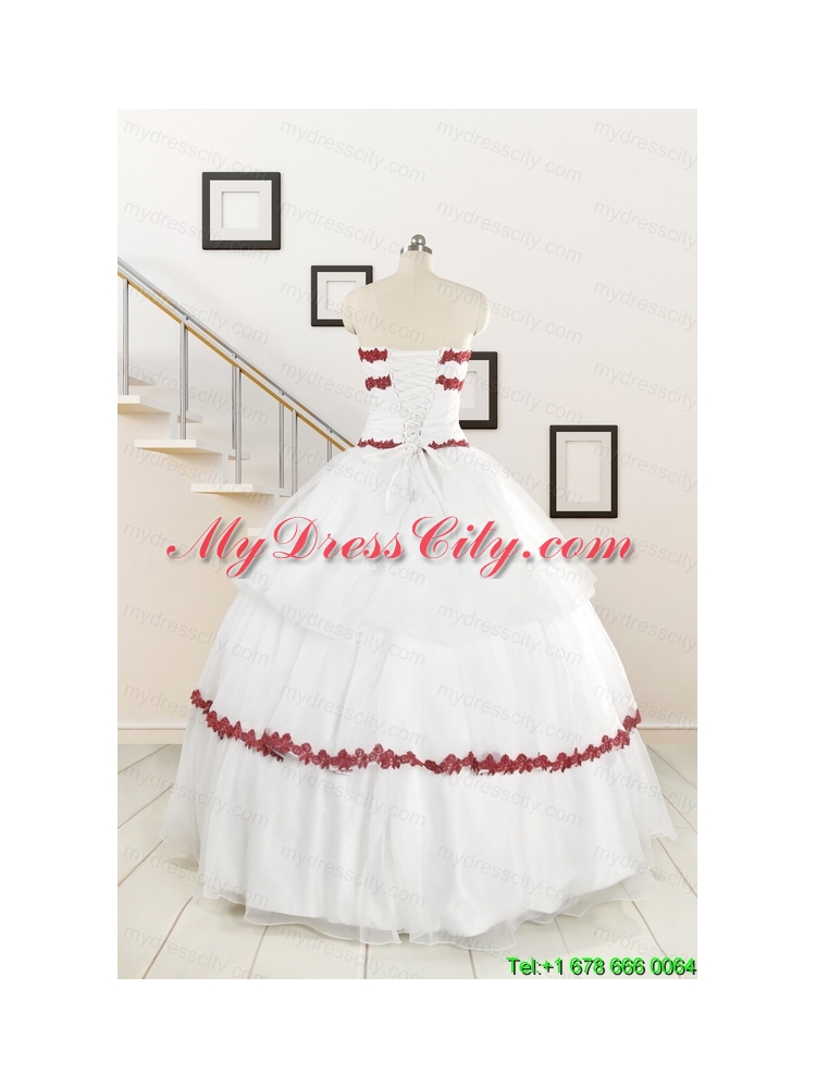 2015  Sweetheart Ball Gown Quinceanera Dresses with Appliques