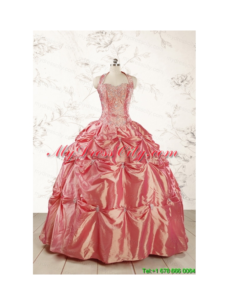 Beautiful Beading and Appliques Watermelon Red Sweet 16 Dresses