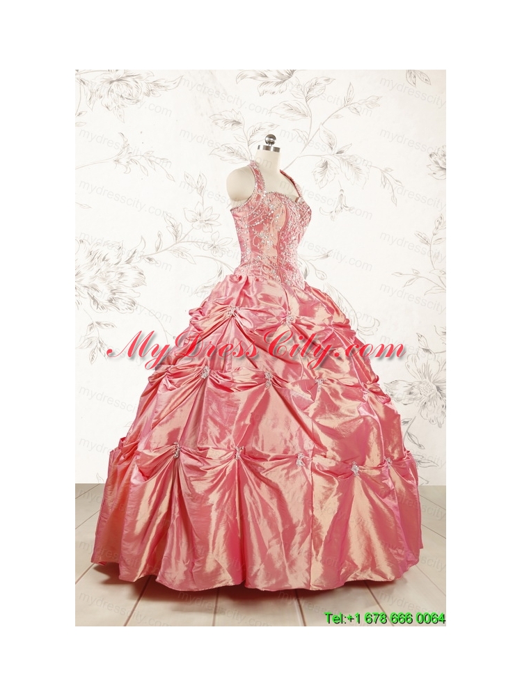 Beautiful Beading and Appliques Watermelon Red Sweet 16 Dresses