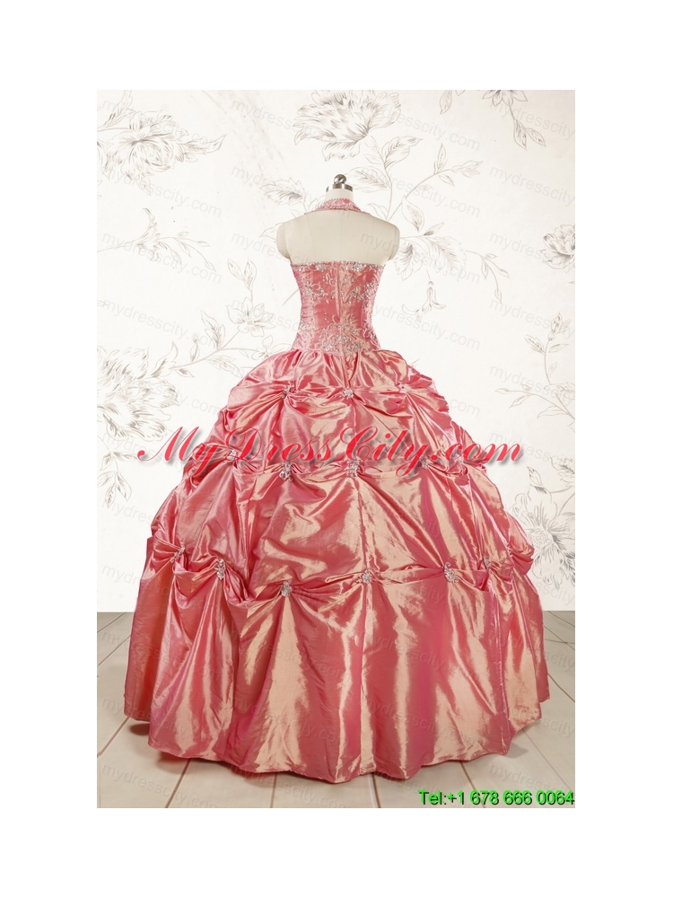 Beautiful Beading and Appliques Watermelon Red Sweet 16 Dresses