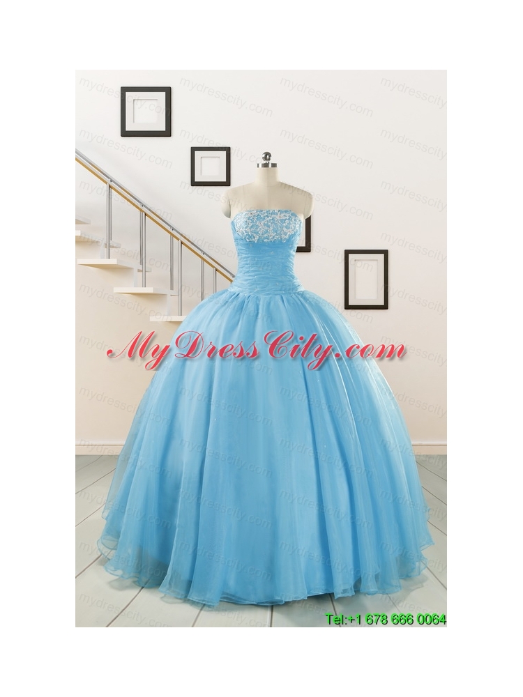 Cheap Strapless Quinceanera Dresses with Appliques