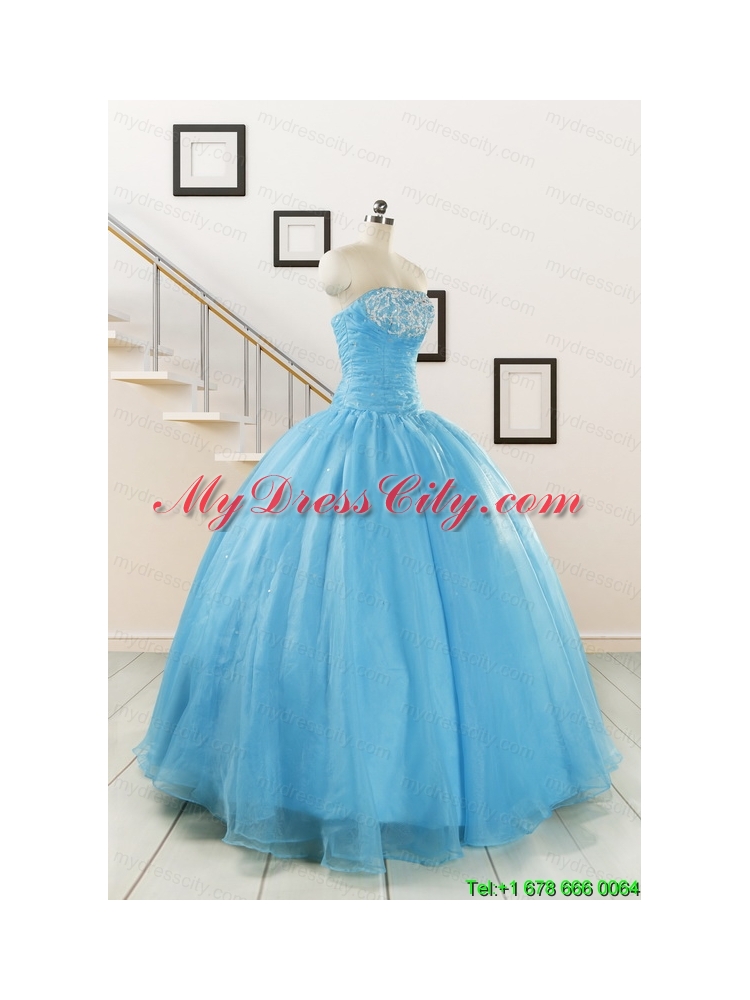 Cheap Strapless Quinceanera Dresses with Appliques