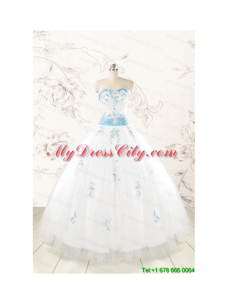 Discount Appliques and Beading White Ball Gown Quinceanera Dresses