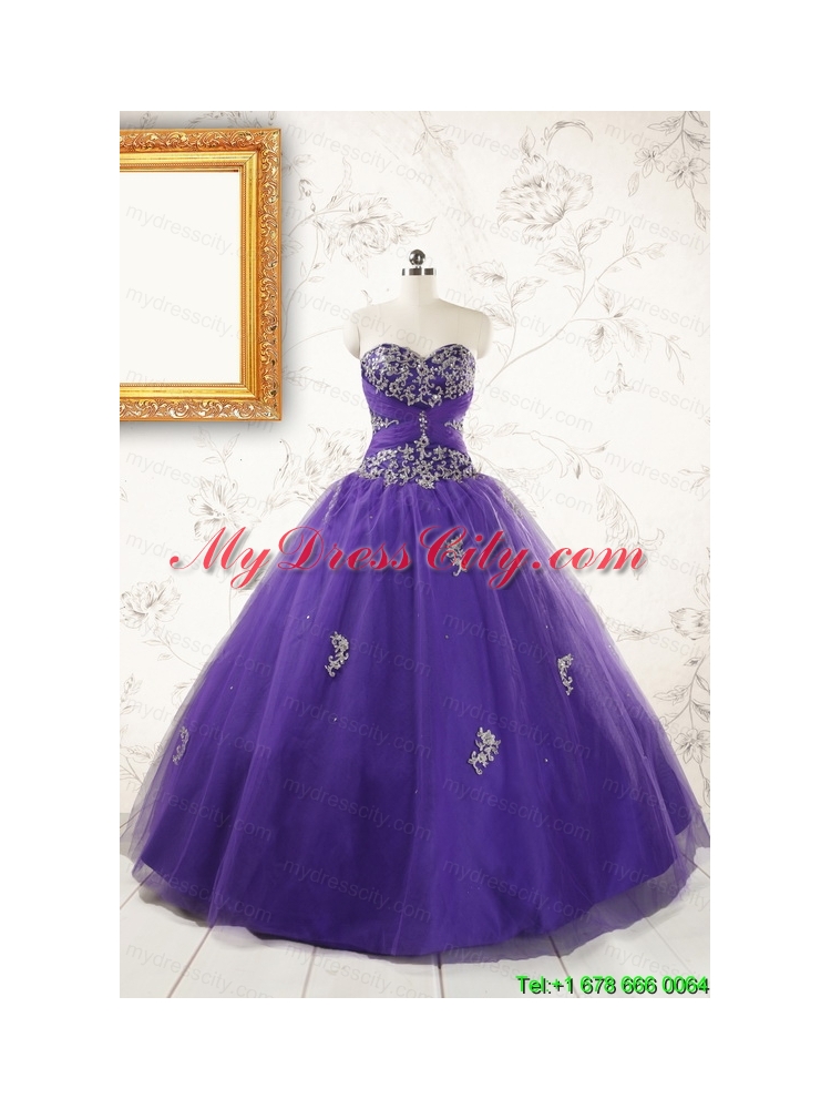 New Arrival Purple Quinceanera Dresses with Appliques and Beading