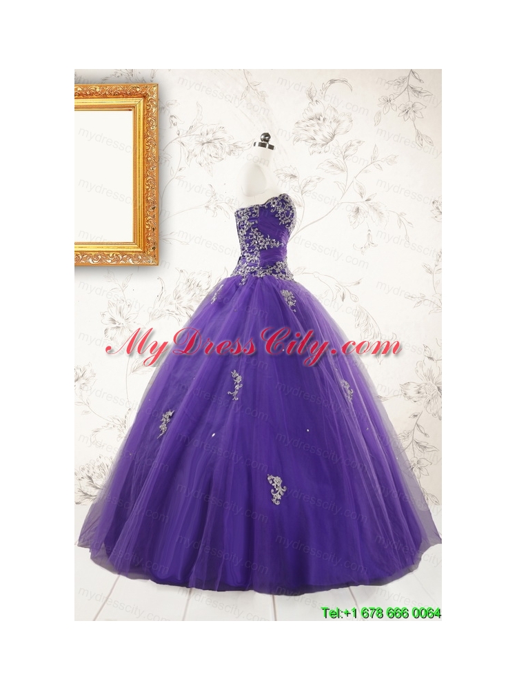 New Arrival Purple Quinceanera Dresses with Appliques and Beading