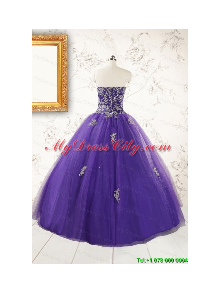 New Arrival Purple Quinceanera Dresses with Appliques and Beading