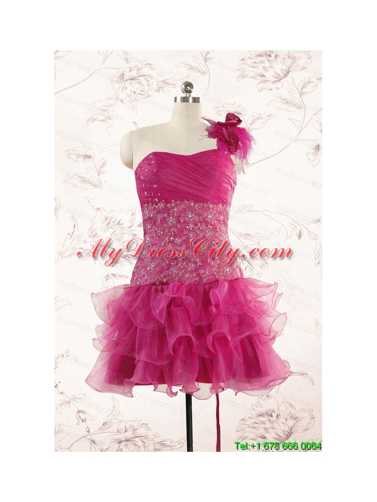 2015 Cheap Appliques Quinceanera Dresses in Fuchsia