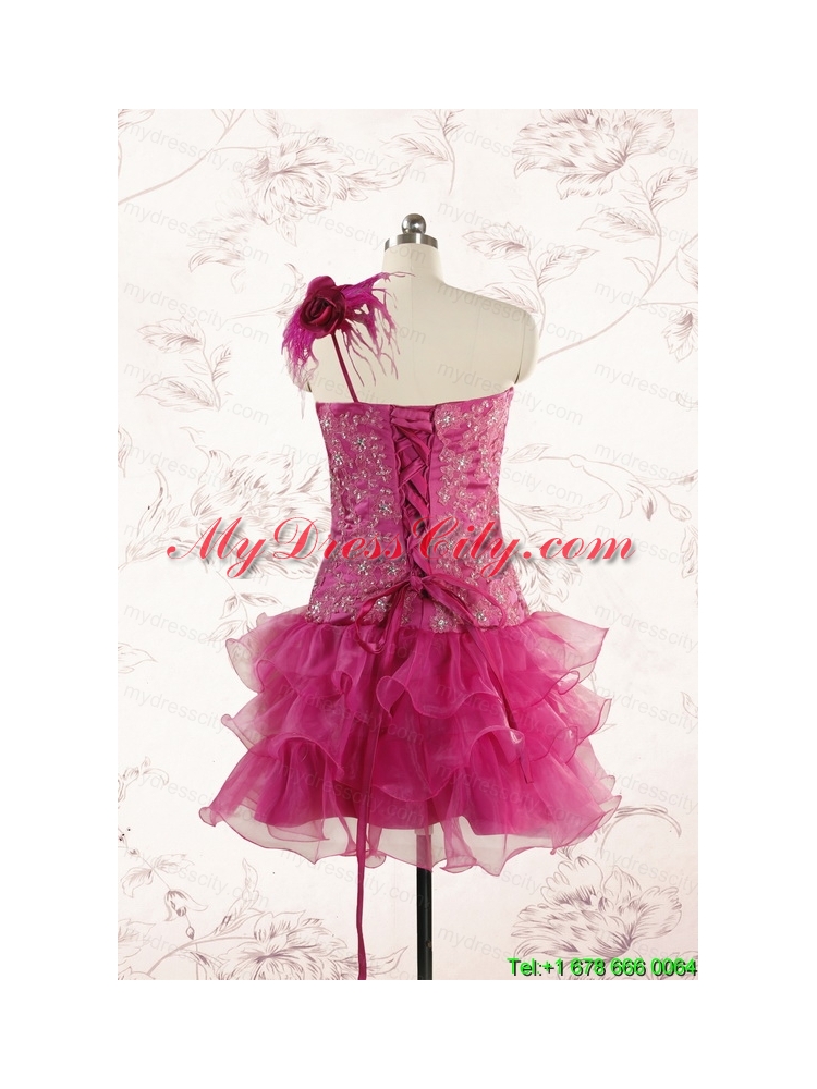 2015 Cheap Appliques Quinceanera Dresses in Fuchsia